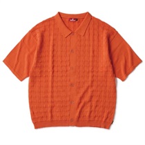SQUARE S/S BUTTON KNIT - ORANGE(M)
