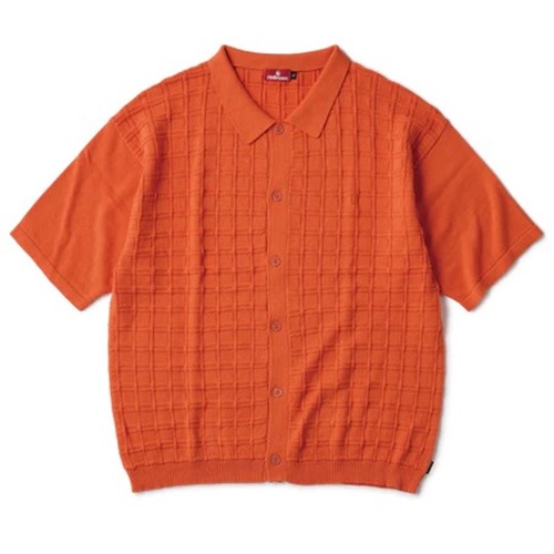 SQUARE S/S BUTTON KNIT - ORANGE(M)